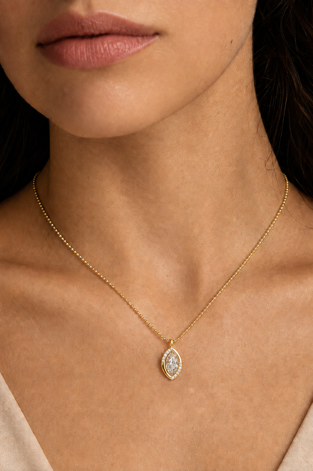 Floating Marquise Diamond Pendant