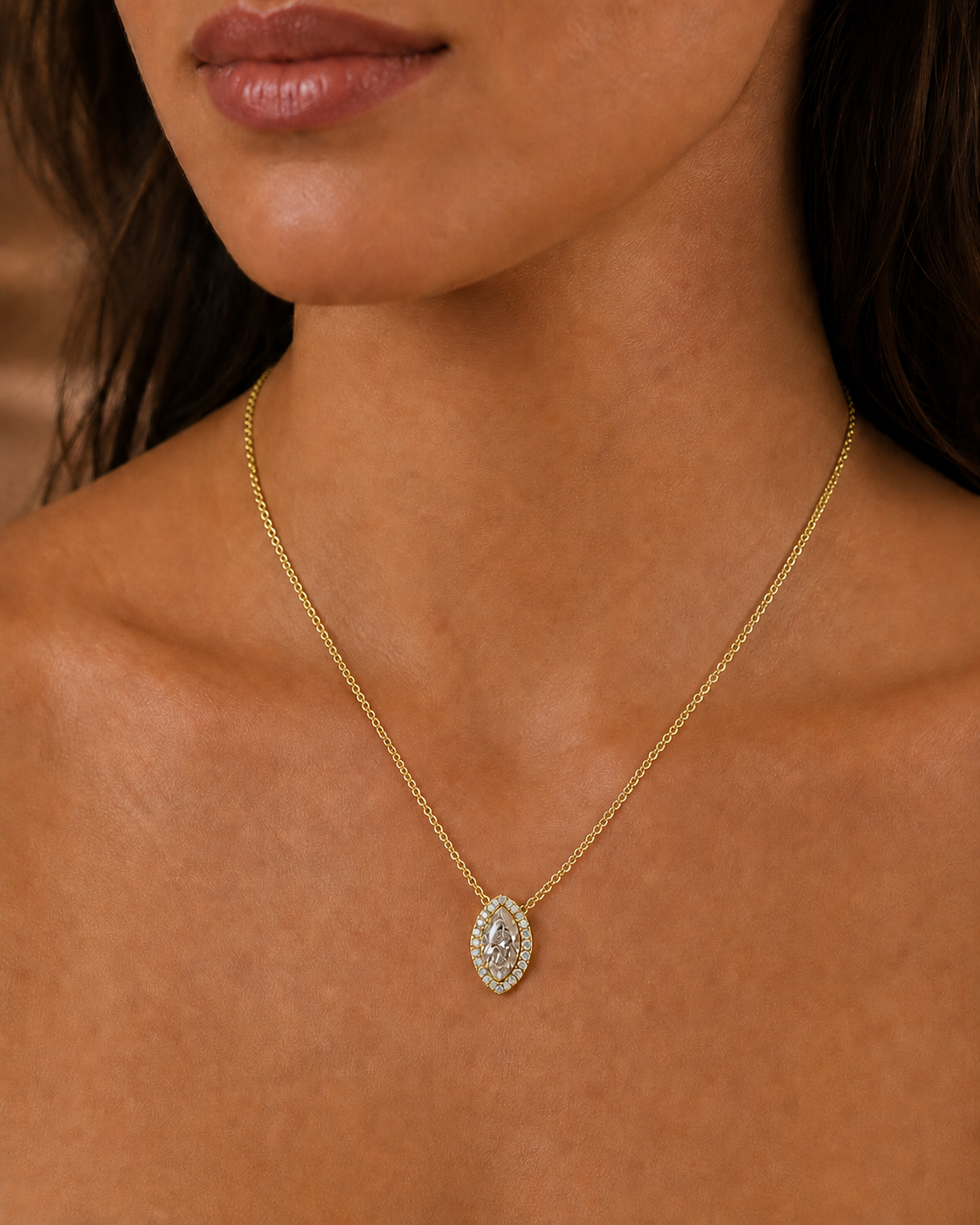 Marquise Diamond Halo Pendant