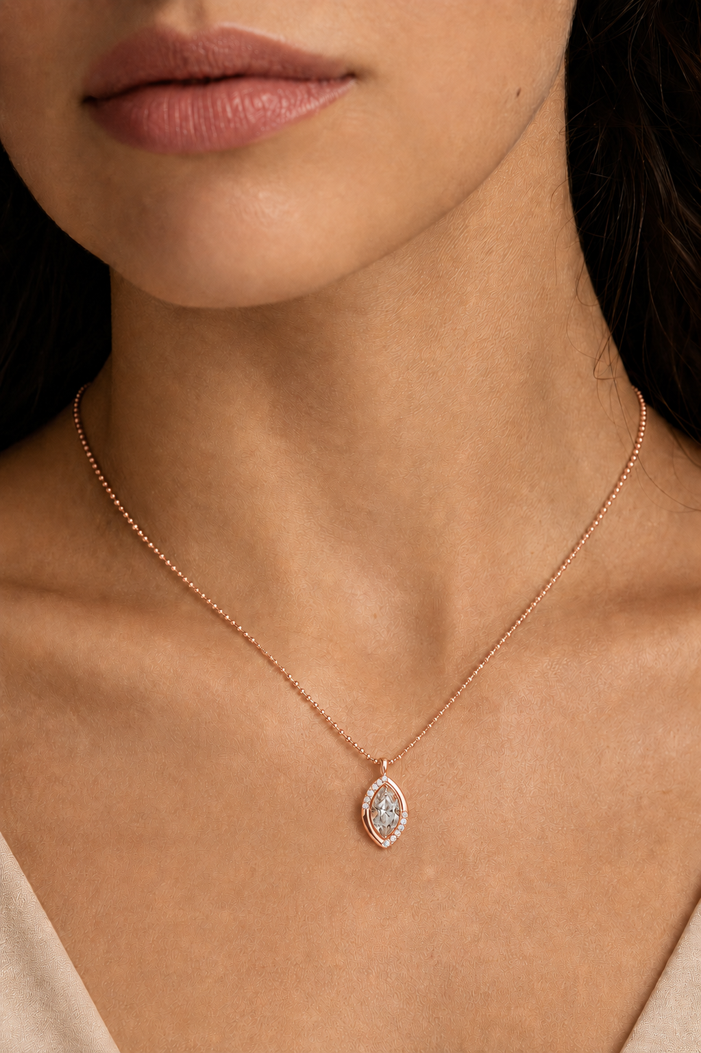 Floating Marquise Diamond Pendant