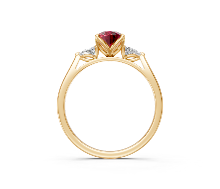 Oval-Cut Ruby & Pear Diamond Trilogy Ring