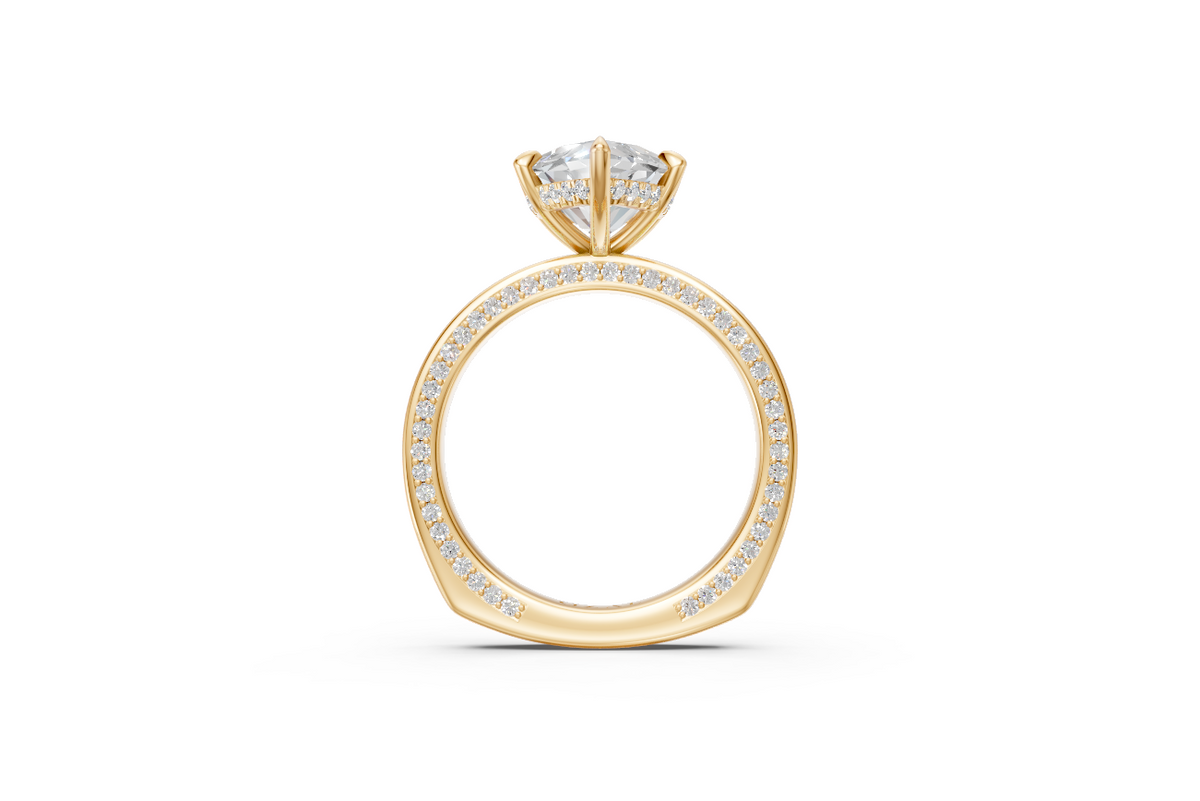 Marquise-Cut Solitaire Ring with Diamond-Set Band