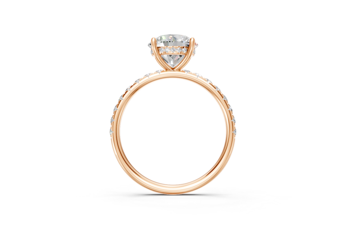 Round-Cut Solitaire Ring with Diamond Band