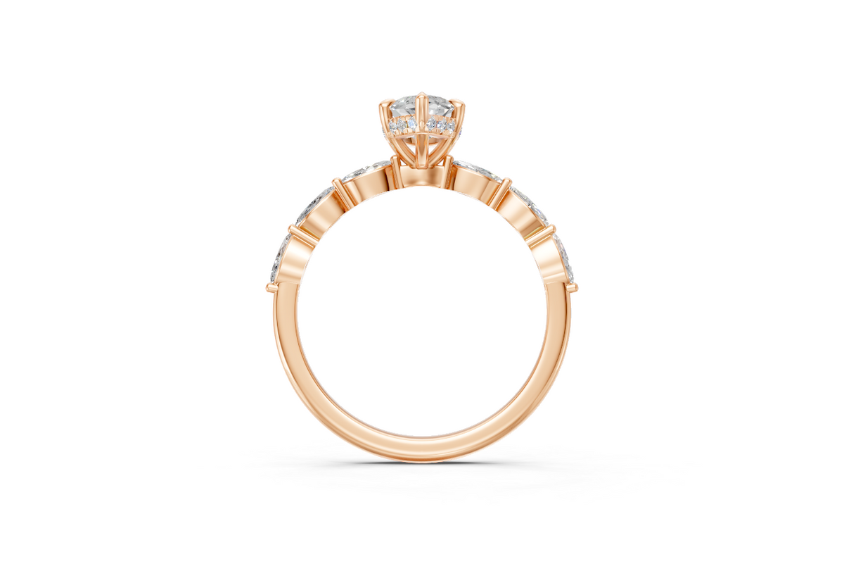Marquise-Cut Solitaire Ring with Marquise Diamond Band