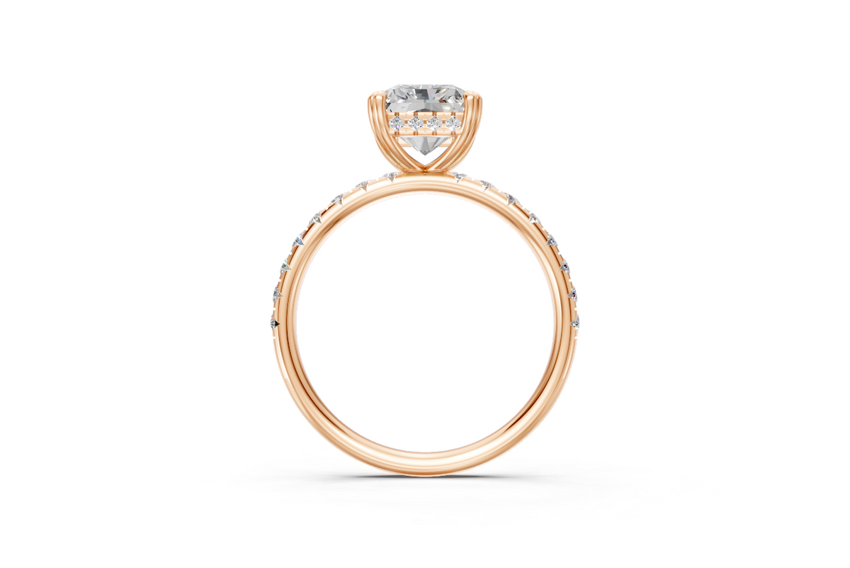 Radiant-Cut Solitaire Ring with Diamond Band