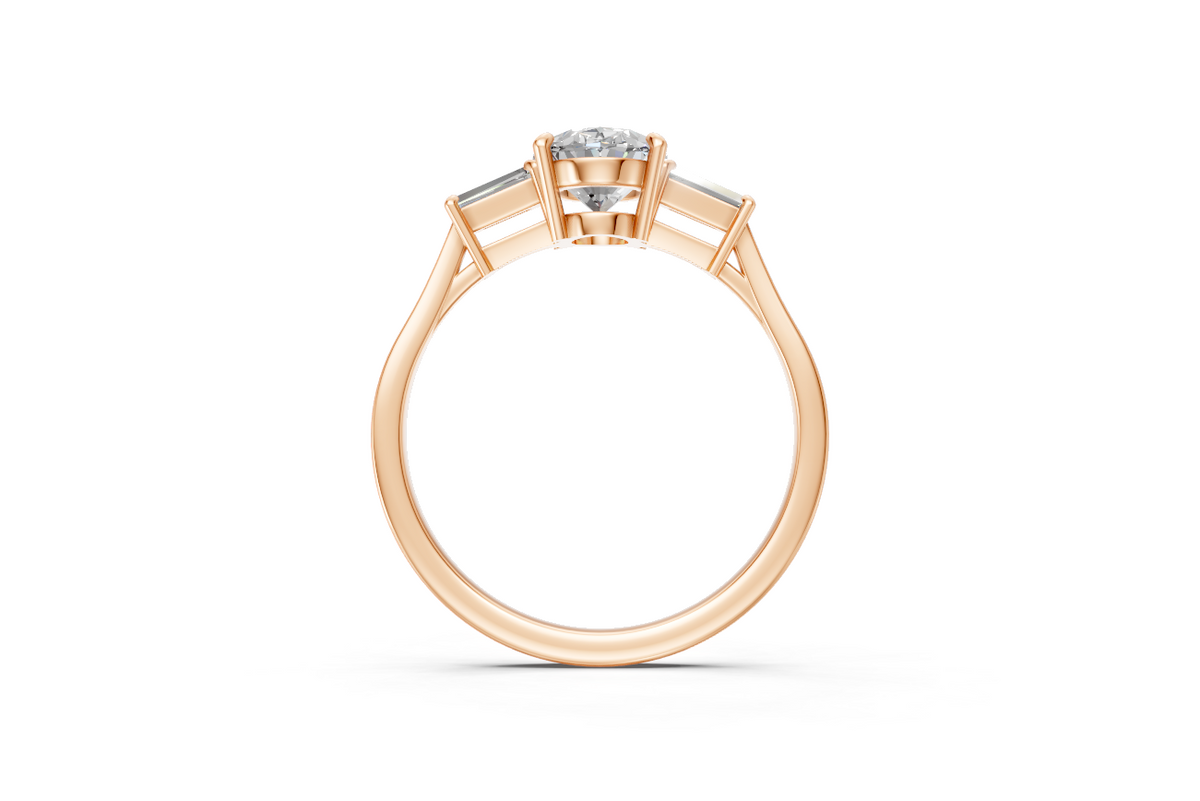 Oval-Cut & Tapered Baguette Diamond Trilogy Ring