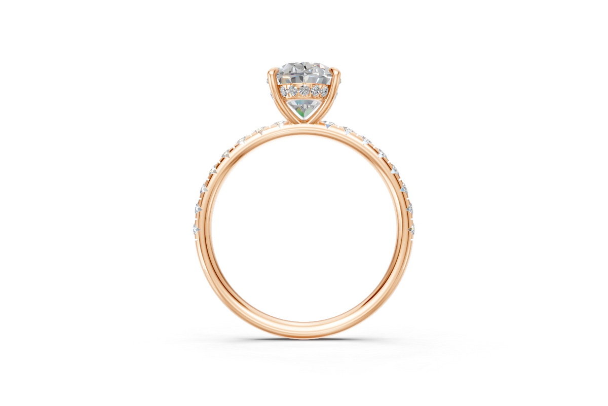 Oval-Cut Solitaire Ring with Diamond Band