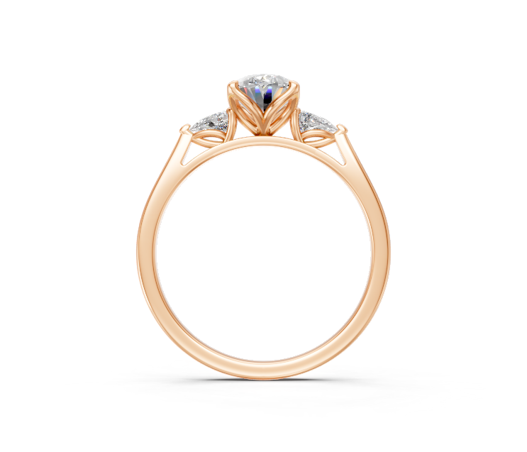 Oval-Cut & Pear Diamond Trilogy Ring