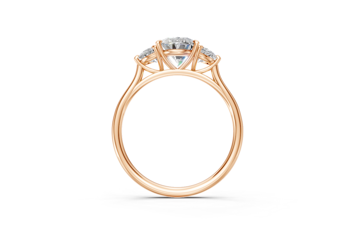 Oval-Cut Diamond & Half Moon Trilogy Ring