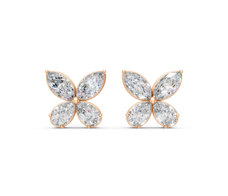 Marquise & Pear Butterfly Diamond Stud Earrings