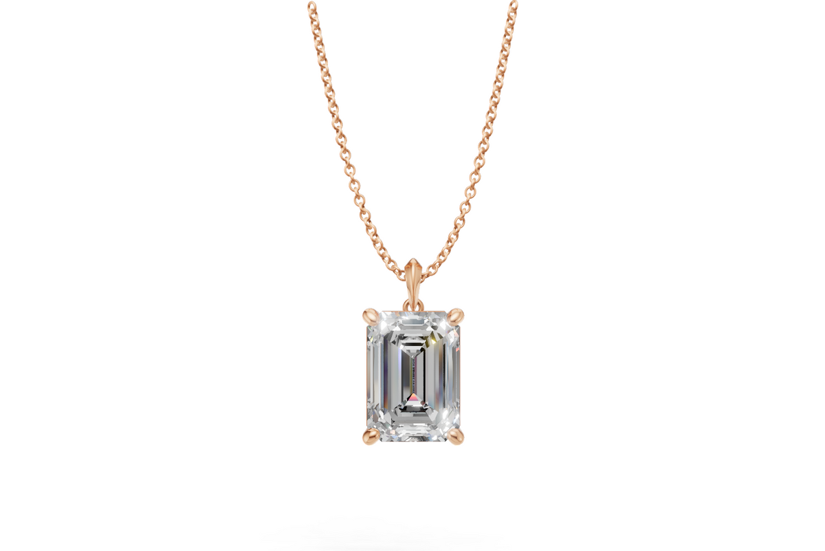 Emerald Diamond Solitaire Pendant