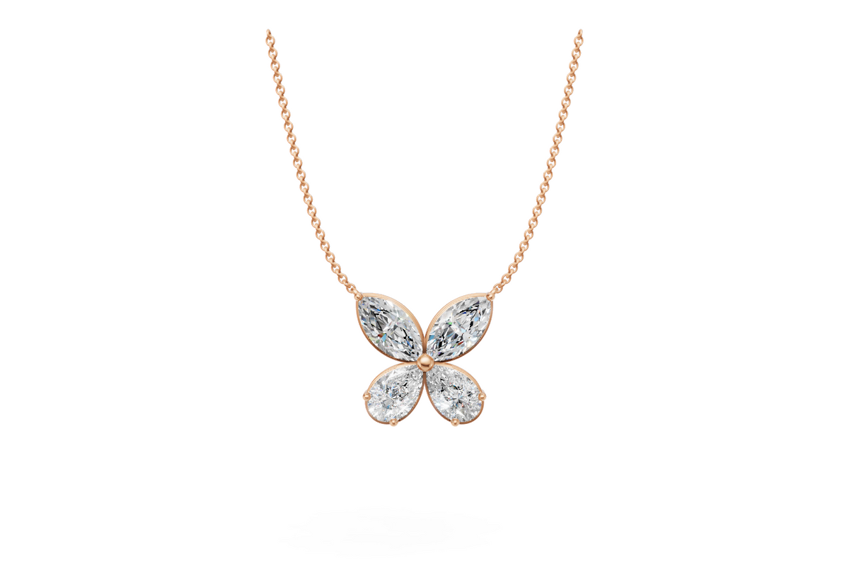 Marquise & Pear Diamond Butterfly Necklace
