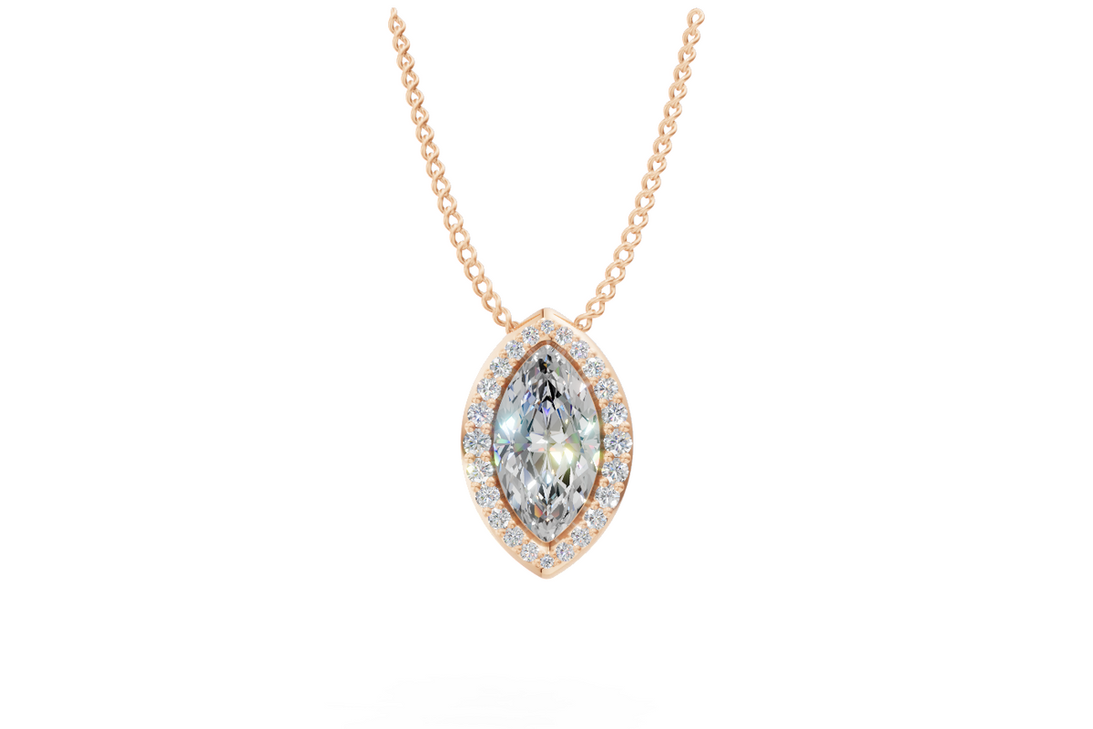 Marquise Diamond Halo Pendant