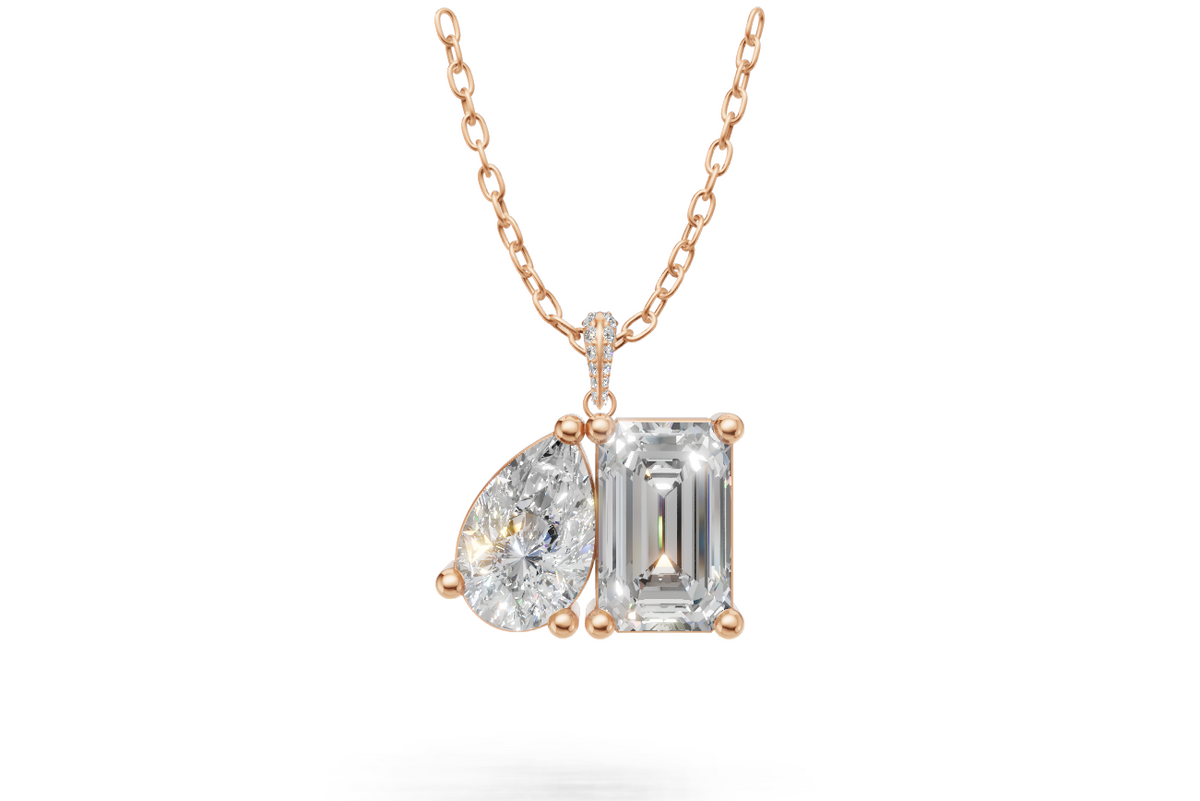 Emerald & Pear Toi et Moi Diamond Pendant