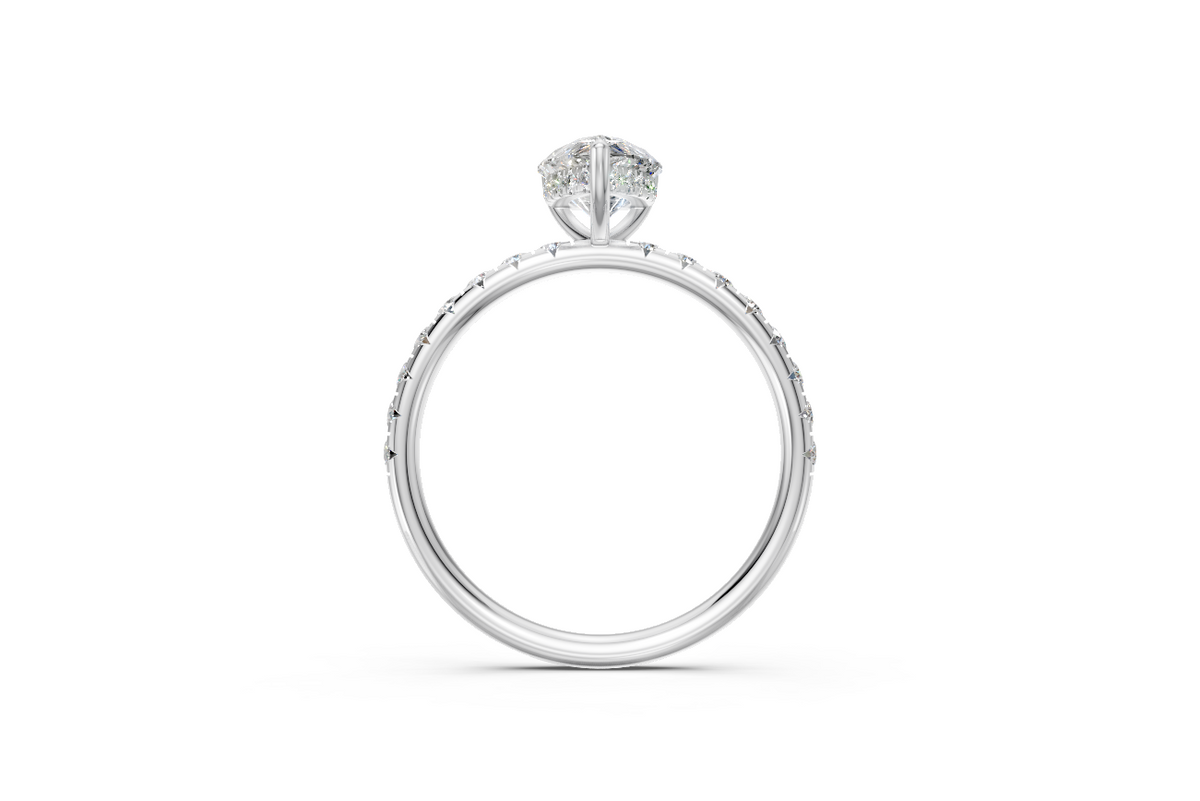 Pear-Cut Diamond Solitaire Ring with Diamond Band