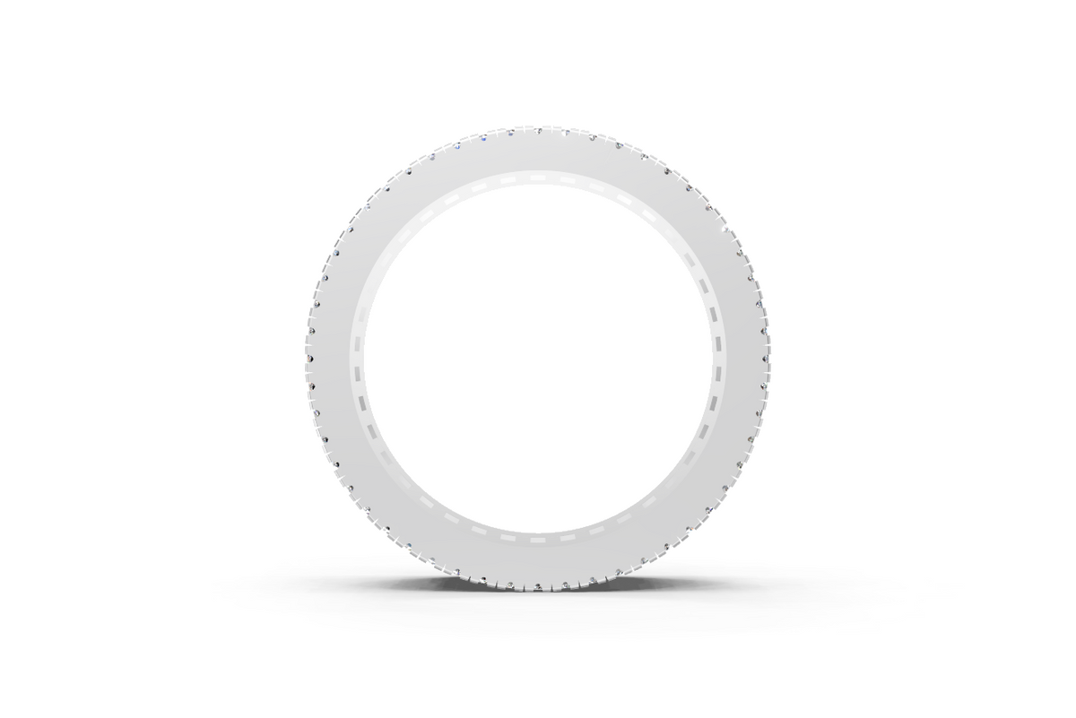 Baguette Channel-Set Wedding Band with Pavé Diamond Edges