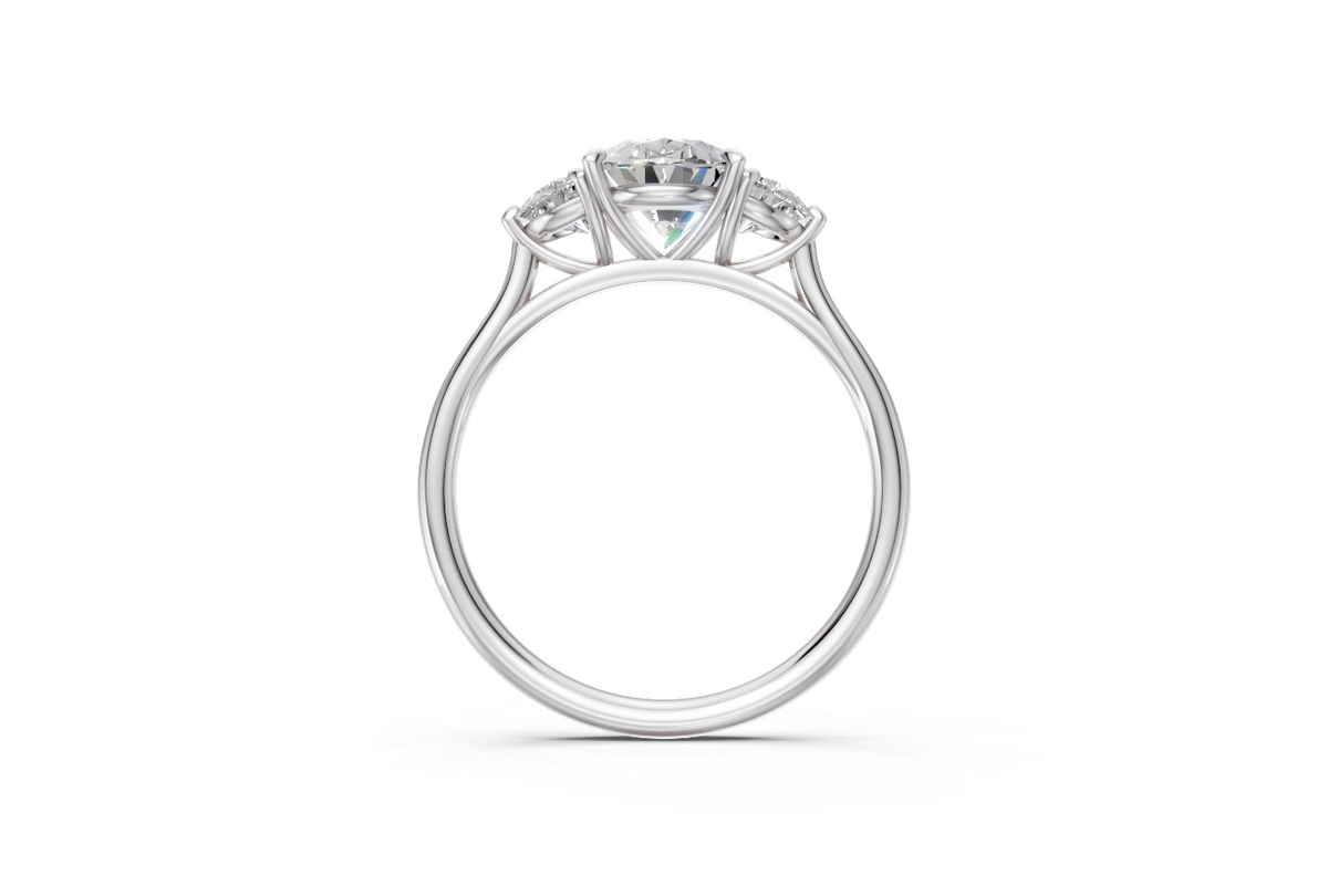 Oval-Cut Diamond & Half Moon Trilogy Ring