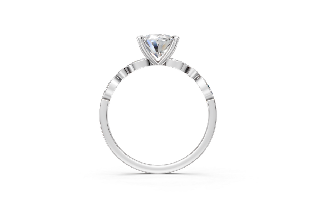 Oval-Cut Ring with Pear & Round Side Stones