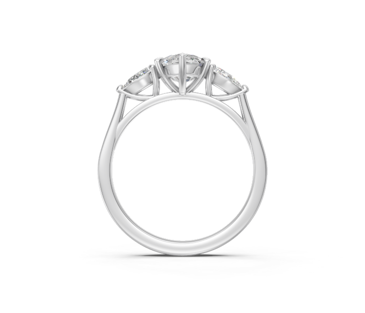 Marquise-Cut & Pear Diamond Trilogy Ring