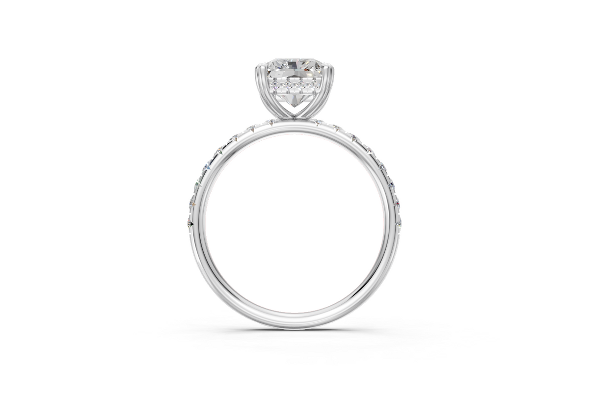 Radiant-Cut Solitaire Ring with Diamond Band