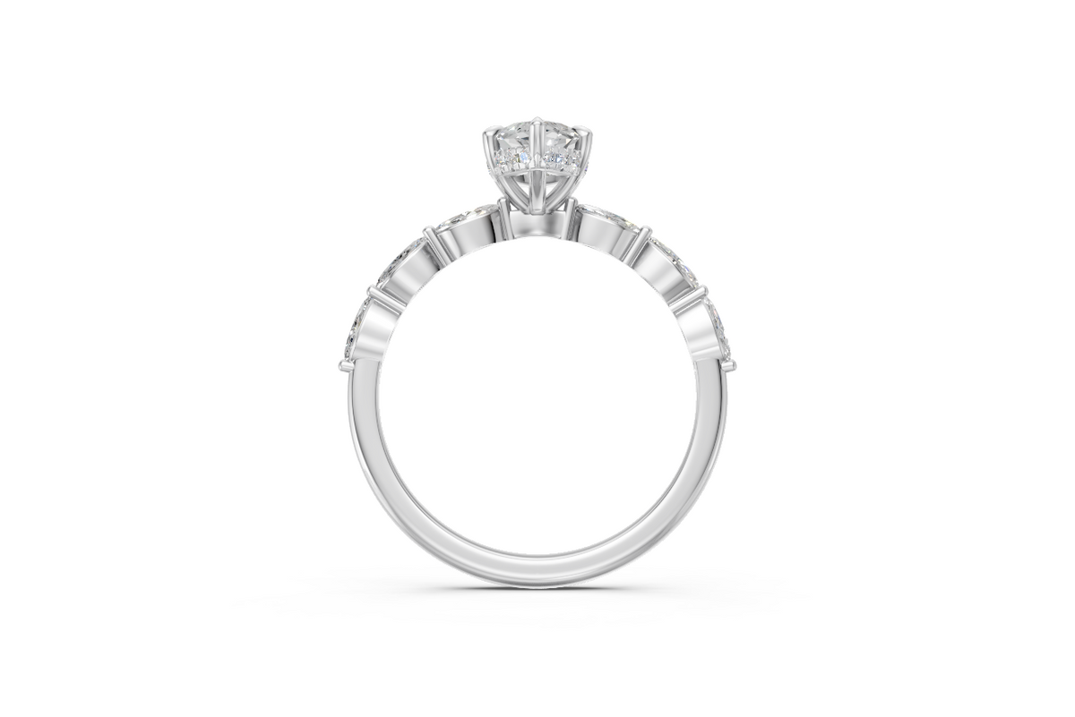 Marquise-Cut Solitaire Ring with Marquise Diamond Band