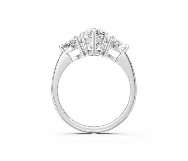 Pear-Cut Diamond & Trillion Trilogy Ring