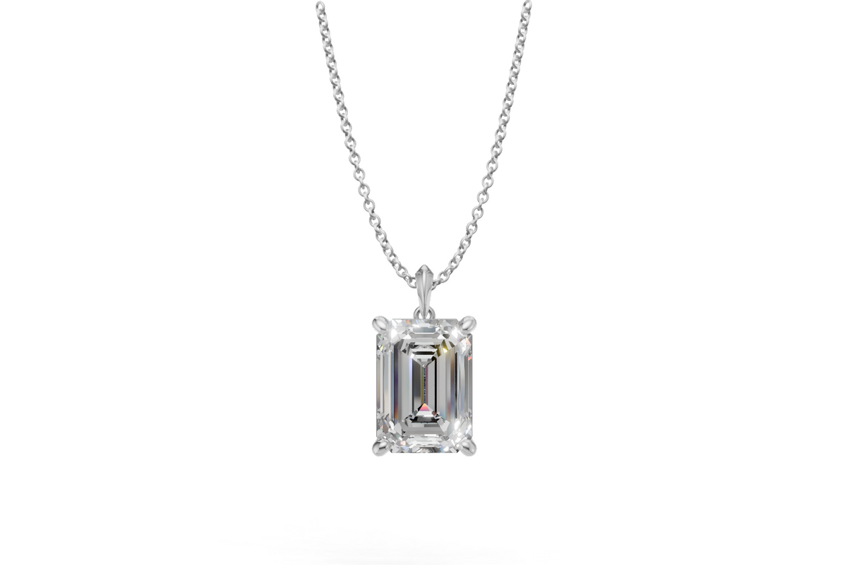 Emerald Diamond Solitaire Pendant