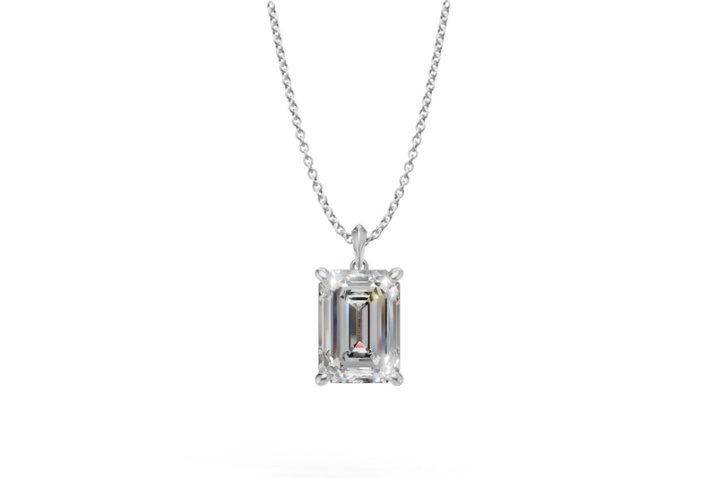 Emerald Diamond Solitaire Pendant