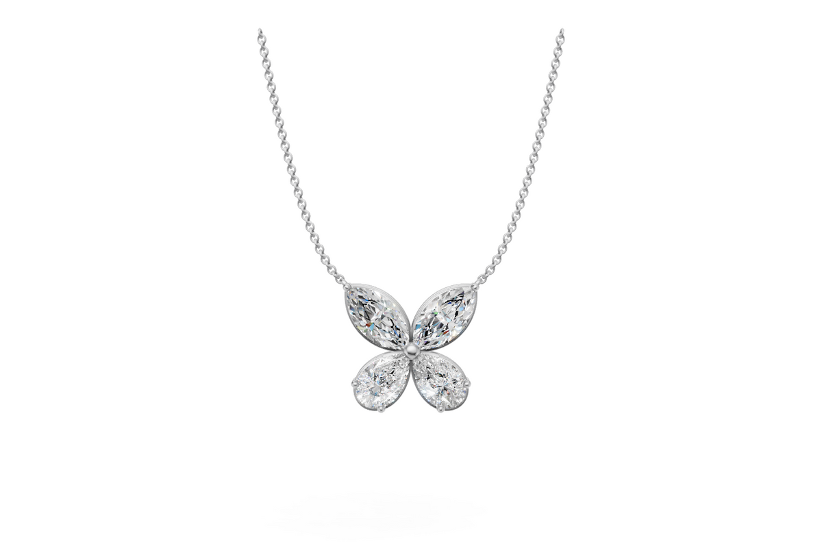 Marquise & Pear Diamond Butterfly Necklace