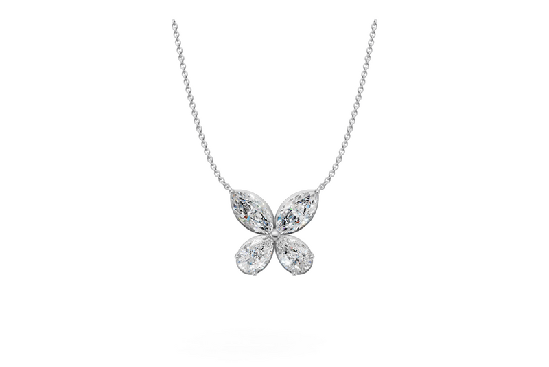 Marquise & Pear Diamond Butterfly Necklace