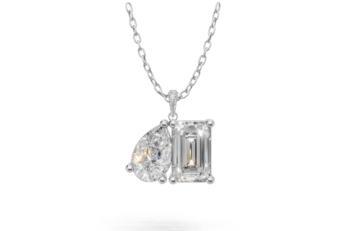 Emerald & Pear Toi et Moi Diamond Pendant