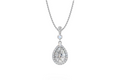 Pear Diamond Double Halo Drop Pendant