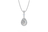 Pear Diamond Double Halo Drop Pendant