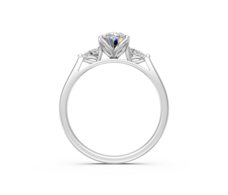 Oval-Cut & Pear Diamond Trilogy Ring