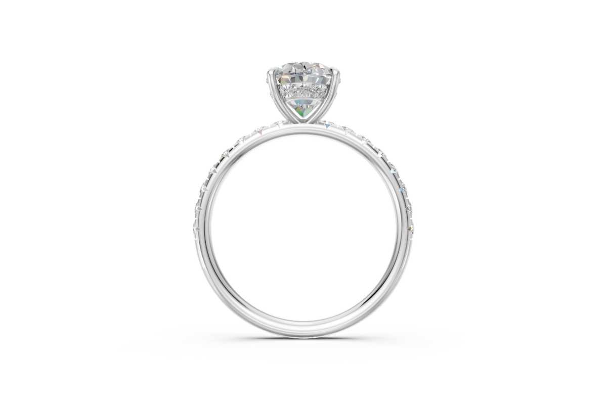 Oval-Cut Solitaire Ring with Diamond Band