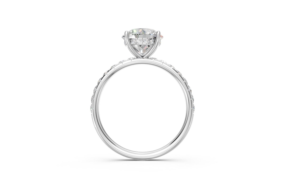Round-Cut Solitaire Ring with Diamond Band