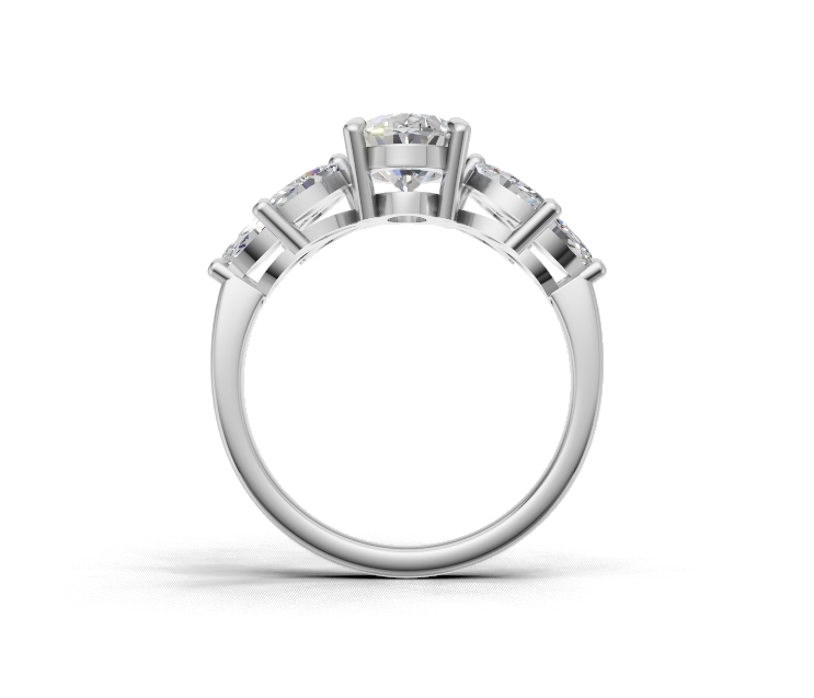 Oval Diamond Floral Multi-Stone Ring