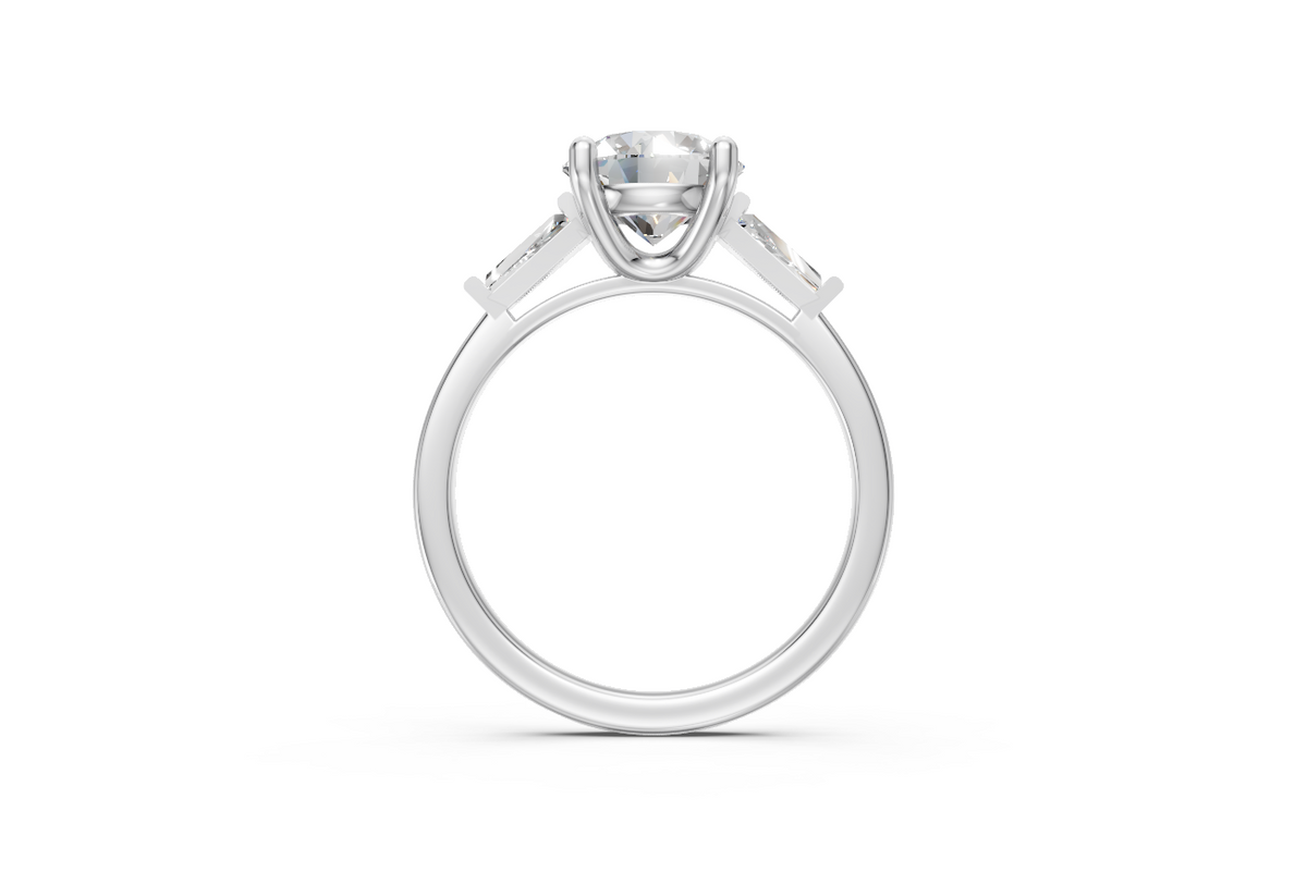 Round-Cut & Tapered Baguette Diamond Trilogy Ring