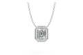 Emerald Diamond Halo Pendant