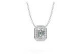 Emerald Diamond Halo Pendant