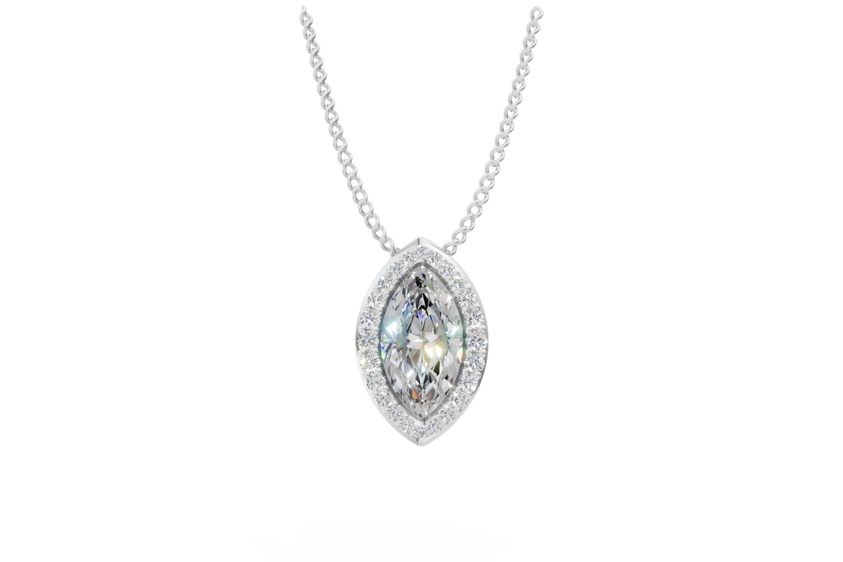 Marquise Diamond Halo Pendant