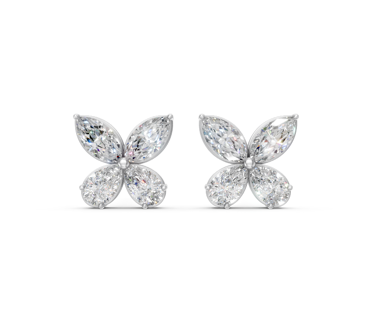 Marquise & Pear Butterfly Diamond Stud Earrings