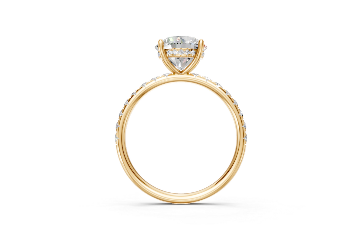Round-Cut Solitaire Ring with Diamond Band