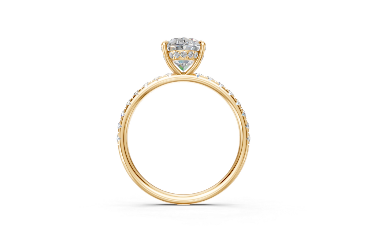 Oval-Cut Solitaire Ring with Diamond Band