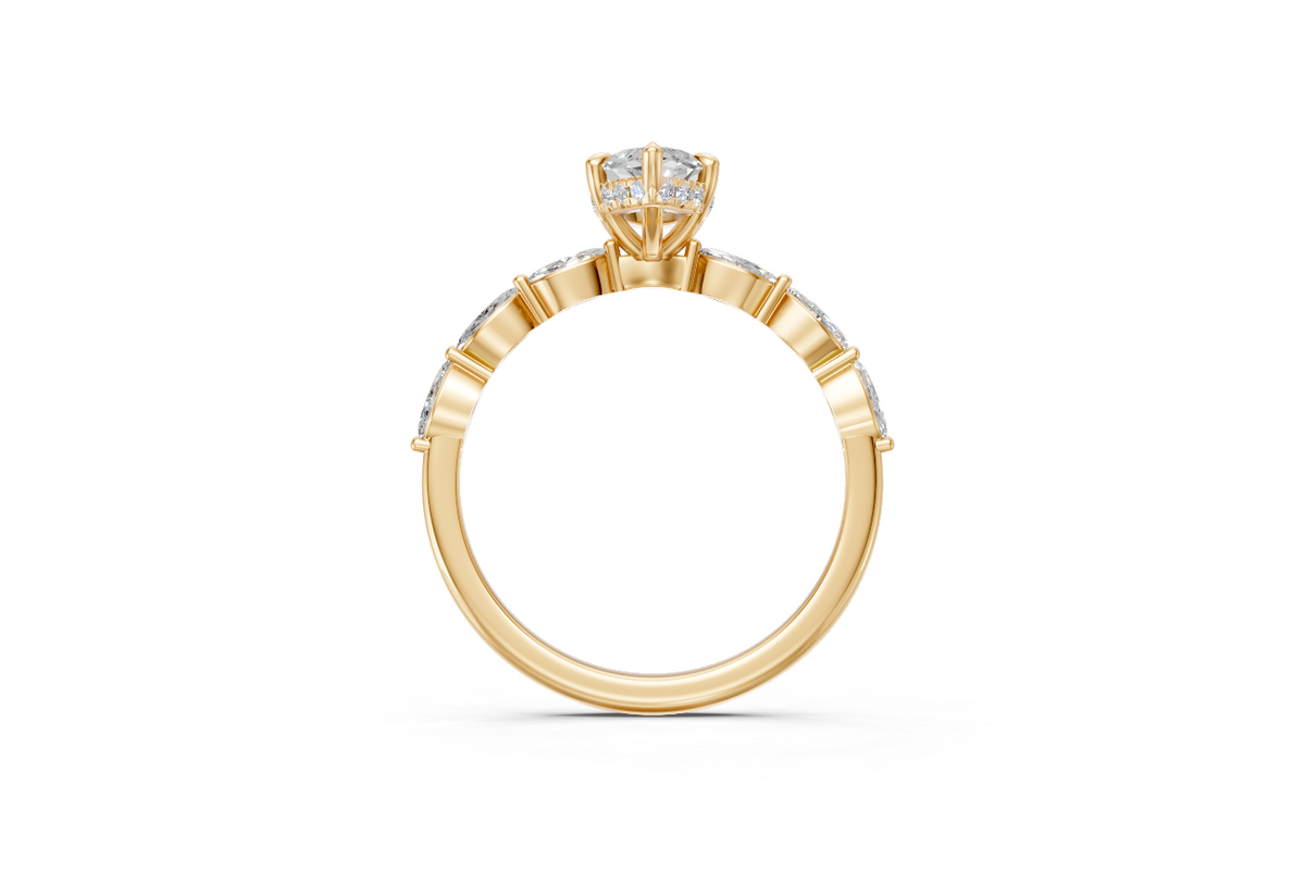 Marquise-Cut Solitaire Ring with Marquise Diamond Band