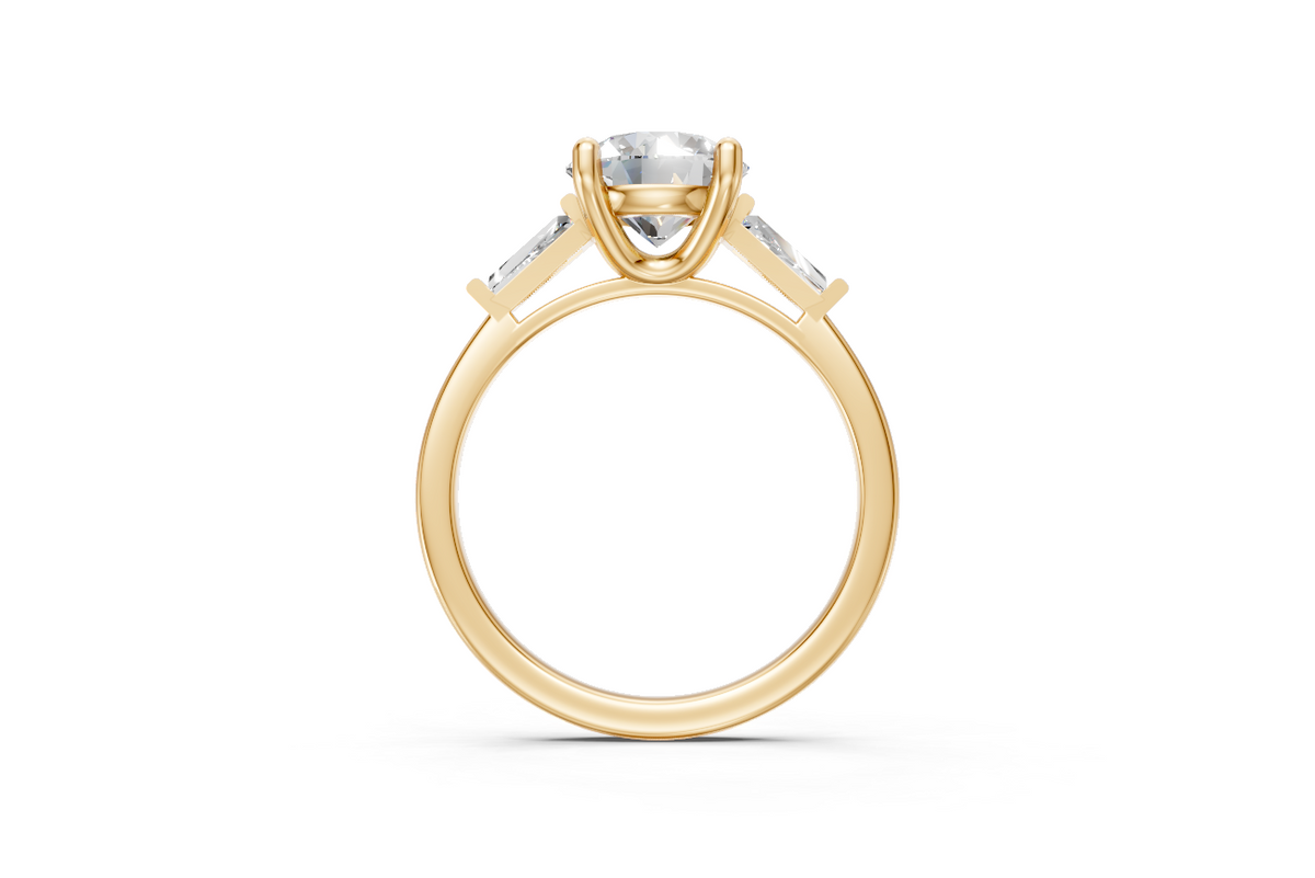Round-Cut & Tapered Baguette Diamond Trilogy Ring