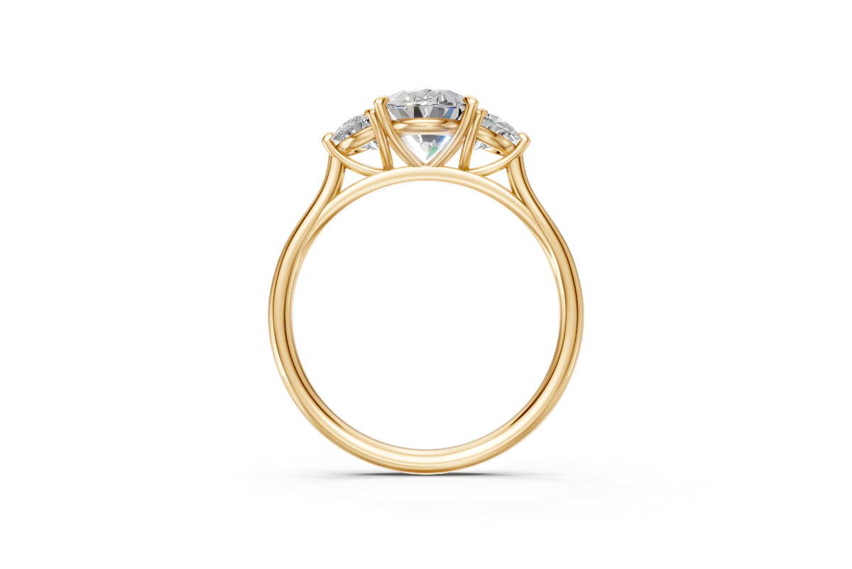 Oval-Cut Diamond & Half Moon Trilogy Ring