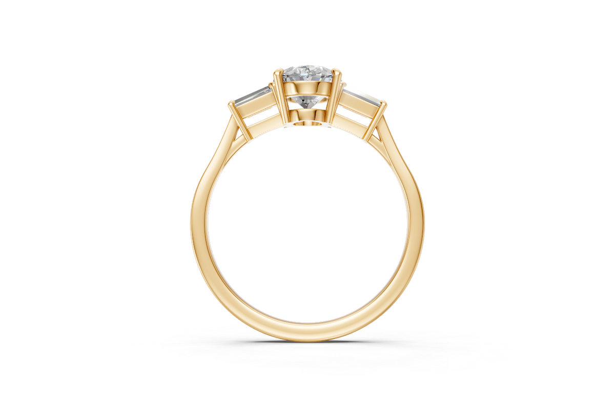 Oval-Cut & Tapered Baguette Diamond Trilogy Ring