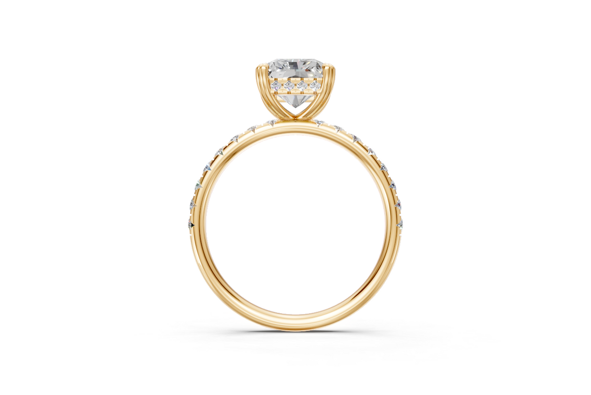 Radiant-Cut Solitaire Ring with Diamond Band