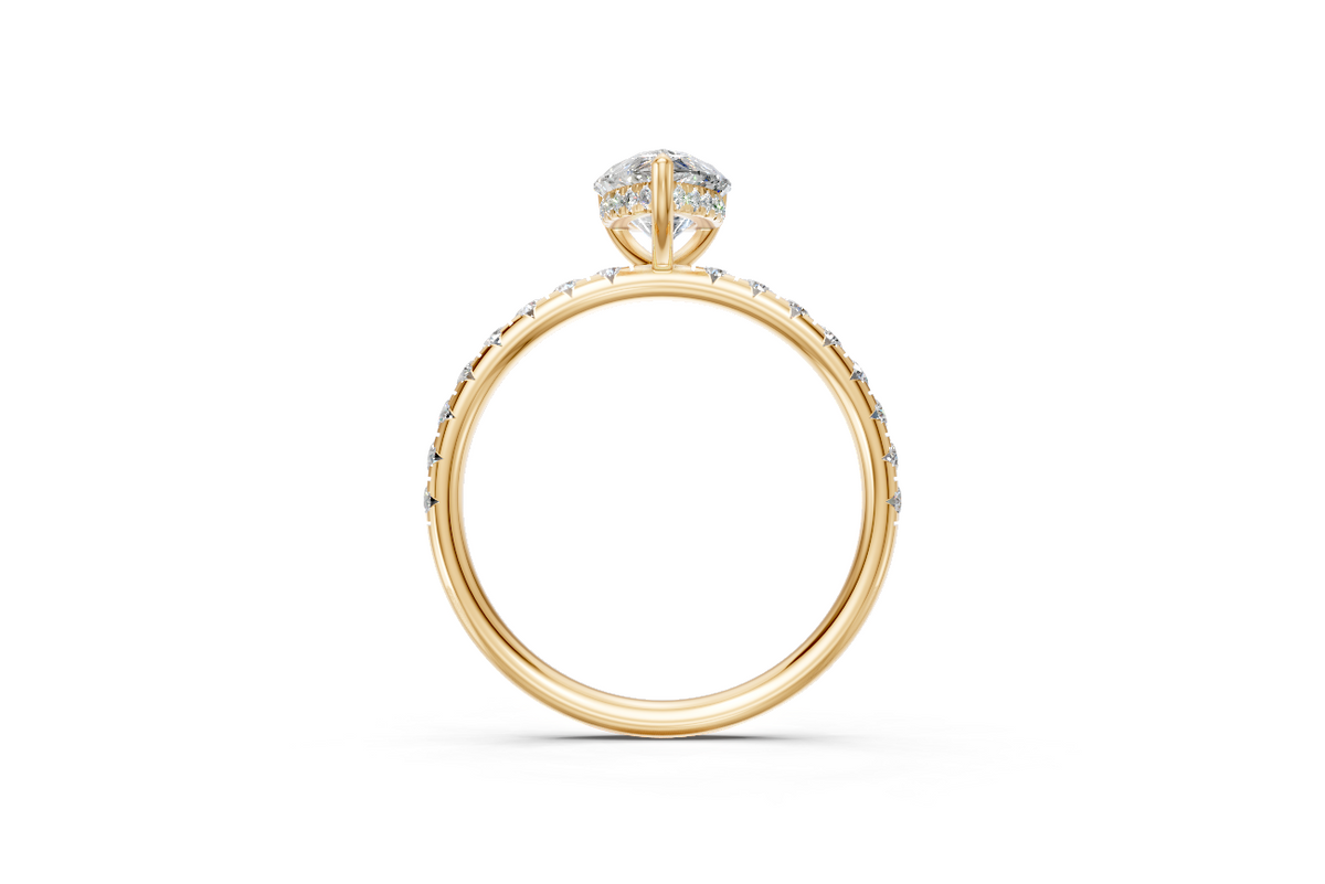 Pear-Cut Diamond Solitaire Ring with Diamond Band