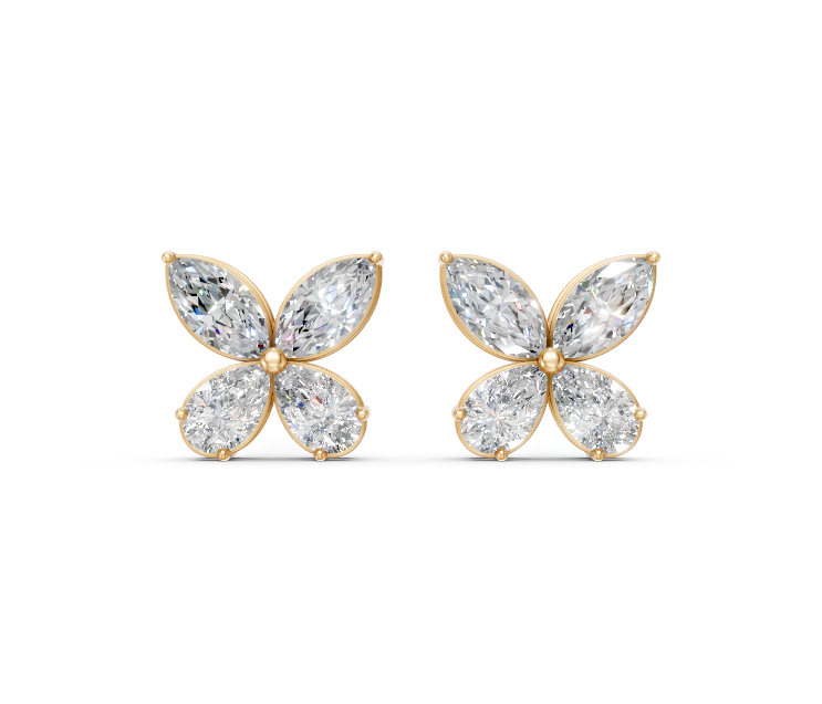 Marquise & Pear Butterfly Diamond Stud Earrings